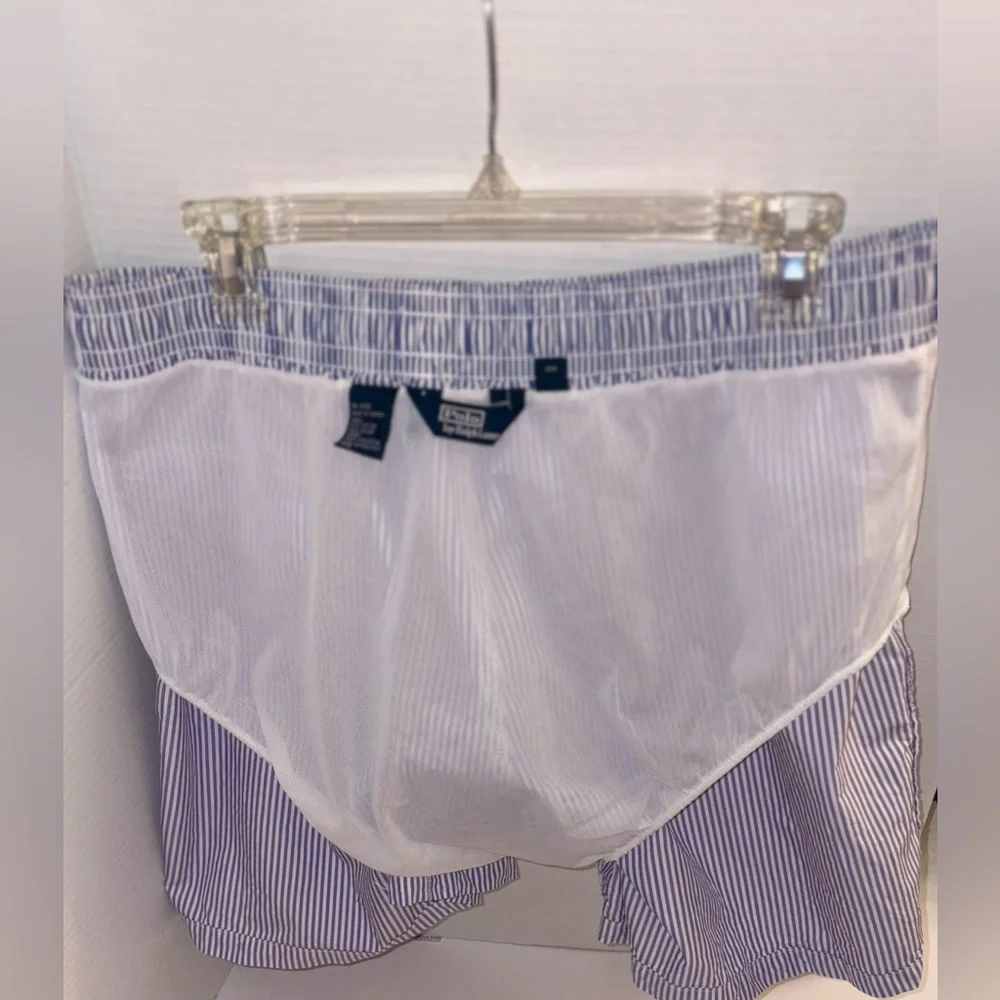 Ralph Lauren Men’s Draw String Swim Trunk Lavender & contrasting Blue stripe L